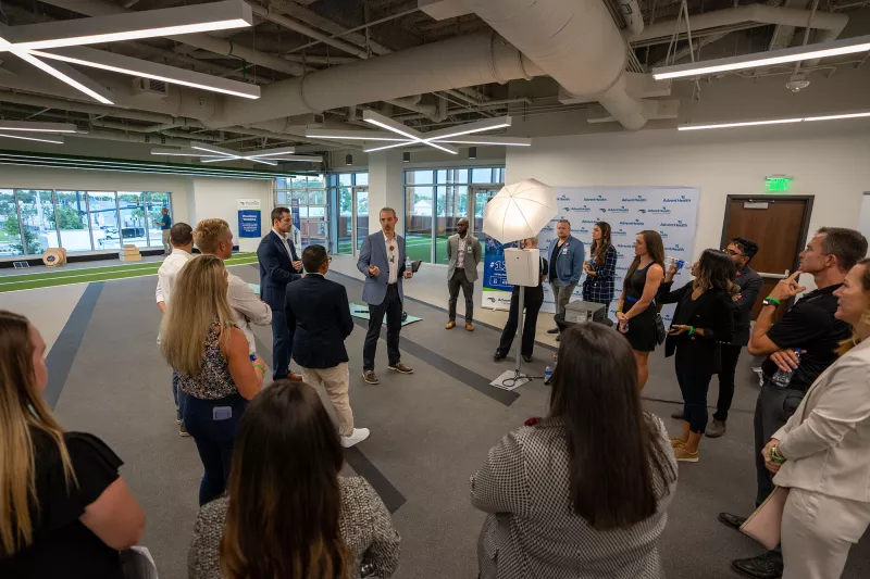 Members of the community learn more about the AdventHealth Sports Medicine and Rehab area of the AdventHealth Training Center 