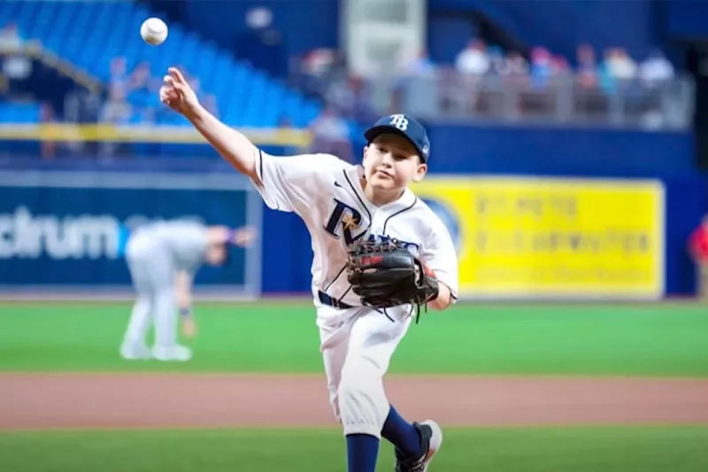 Colton throwing a baseball