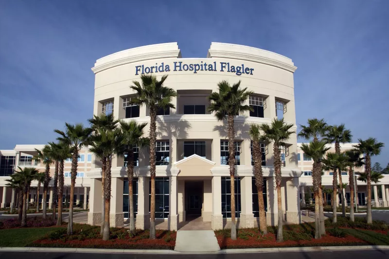 Archival photo of the main building of Florida Hospital Flagler