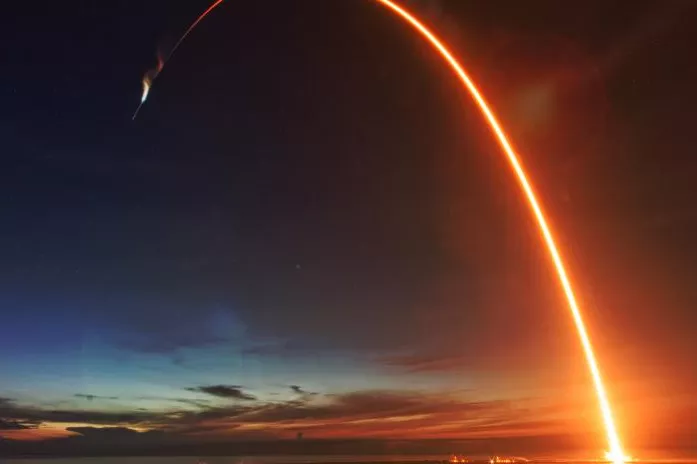 Rocket Launch Across the Night Sky