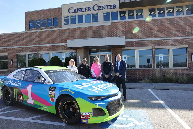 No. 1 AdventHealth car outside of AdventHealth Cancer Center Shawnee Mission
