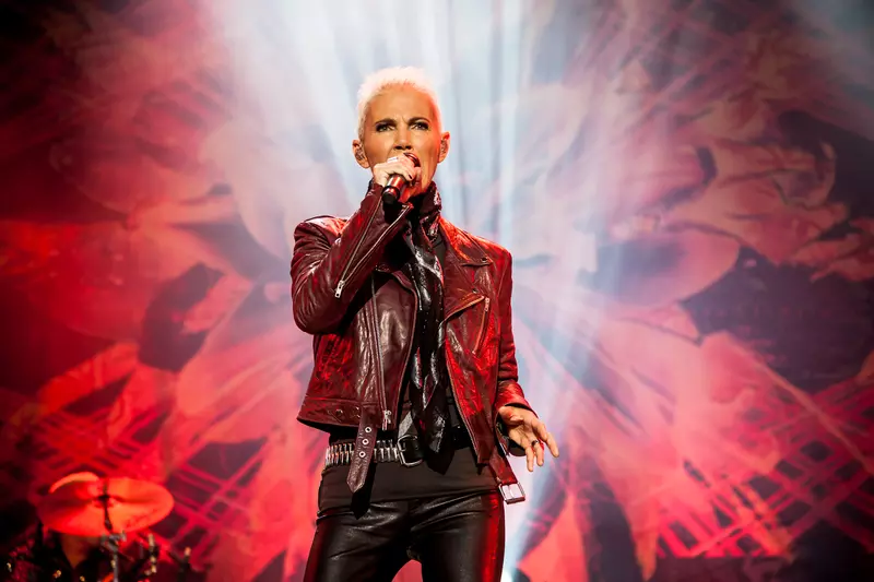 Roxette singer Marie Fredriksson performs onstage at a massive concert