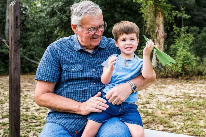 Shane Matthews with his grandson.