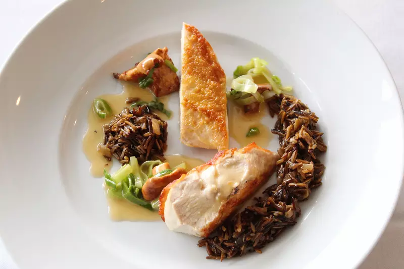 Pan-Roasted Chicken Breast with wild rice, leeks and mushrooms