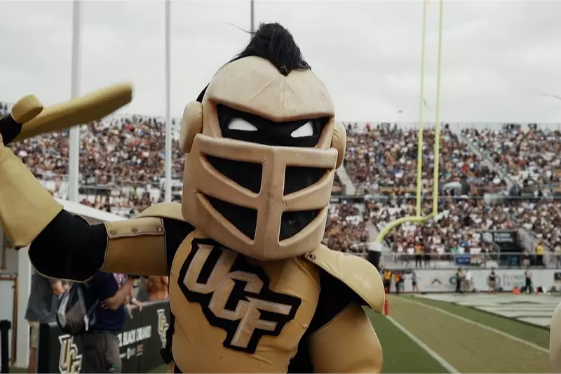 The UCF Knight on the football field.