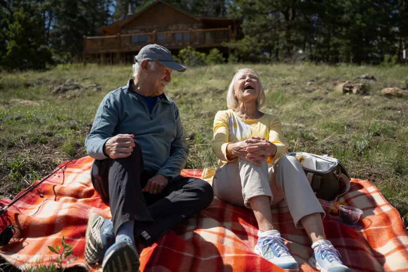 Couple picnicking  