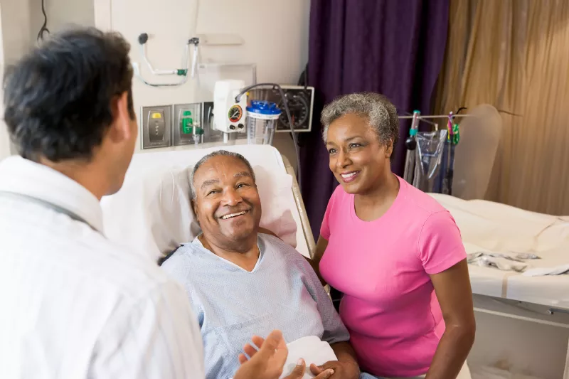 patient at hospital with wife