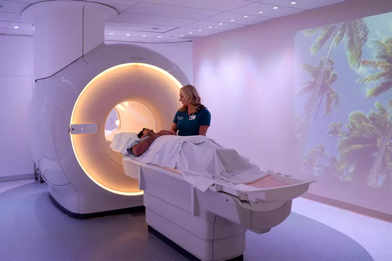 Our MRI rooms offer a mural projection of your choice.