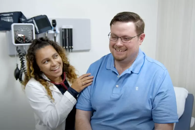 Michael visiting the doctor's office.