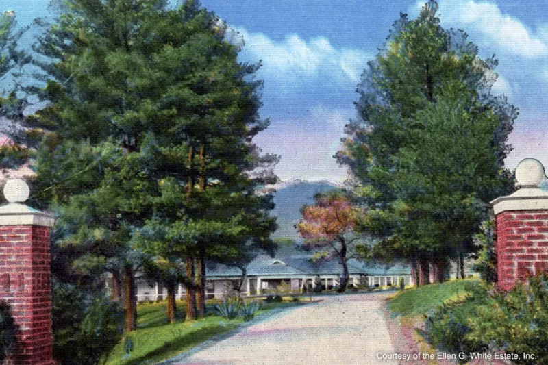 Illustration of the Mountain Sanitarium in Asheville, North Carolina.
