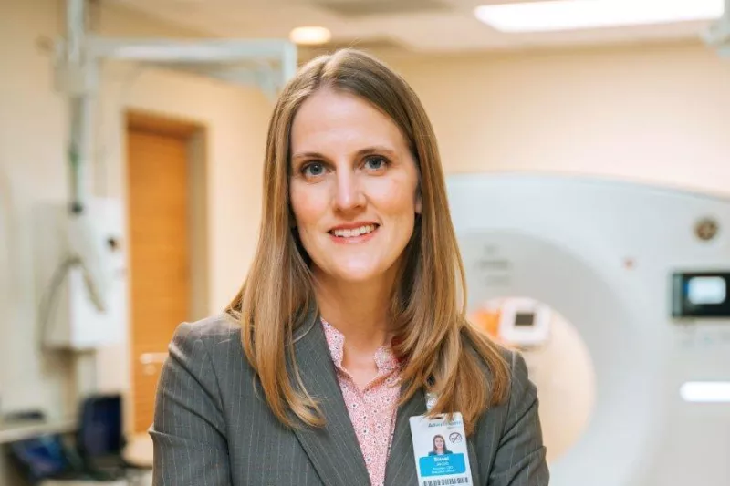 Woman in MRI room