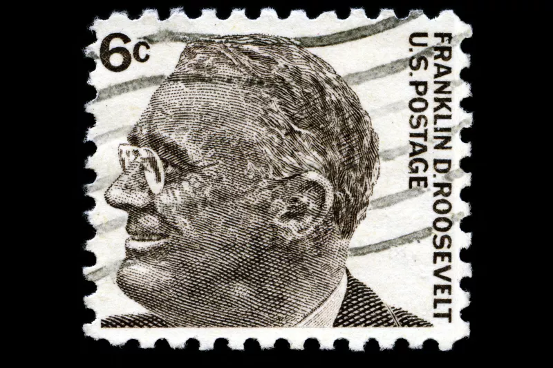 Stamp of Franklin D. Roosevelt.