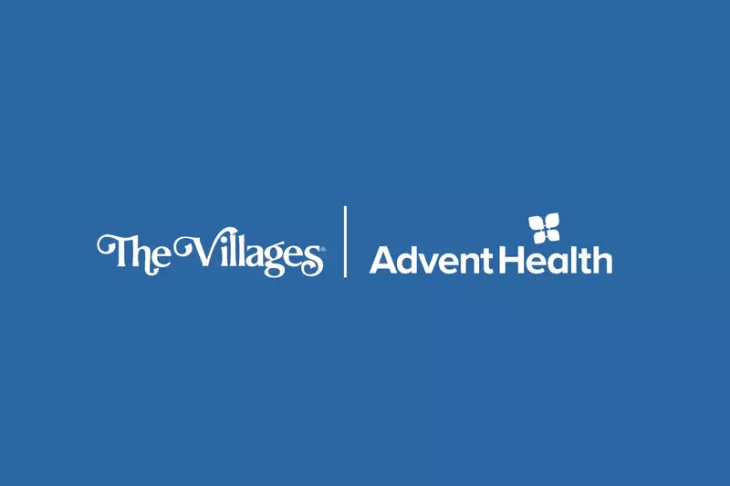 The Villages and AdventHealth Partnership Logo.