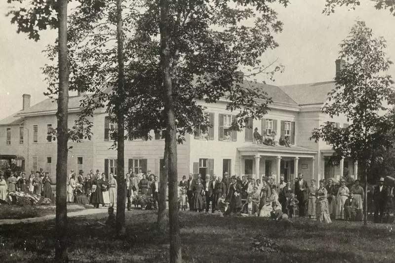 Antique photo of the Western Health Reform Institute in Battle Creek, Michigan.