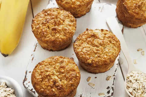 flax muffins and bananas