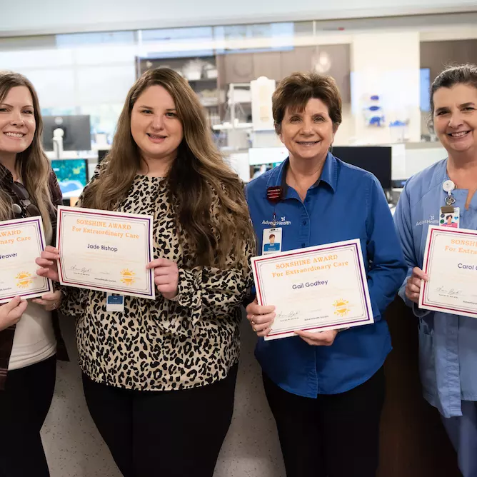 Members of the nutritional services and registration teams received the Sonshine Award.