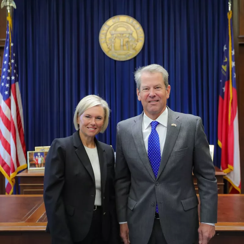 Amy Jordon and Gov. Brian Kemp