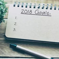 A note that has a numbered list of 2018 goals