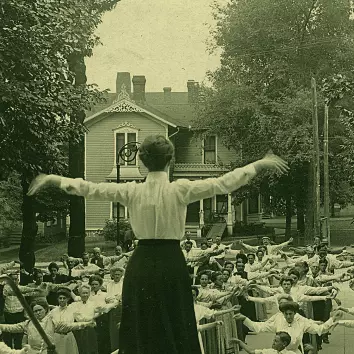 Woman leading an aerobics class