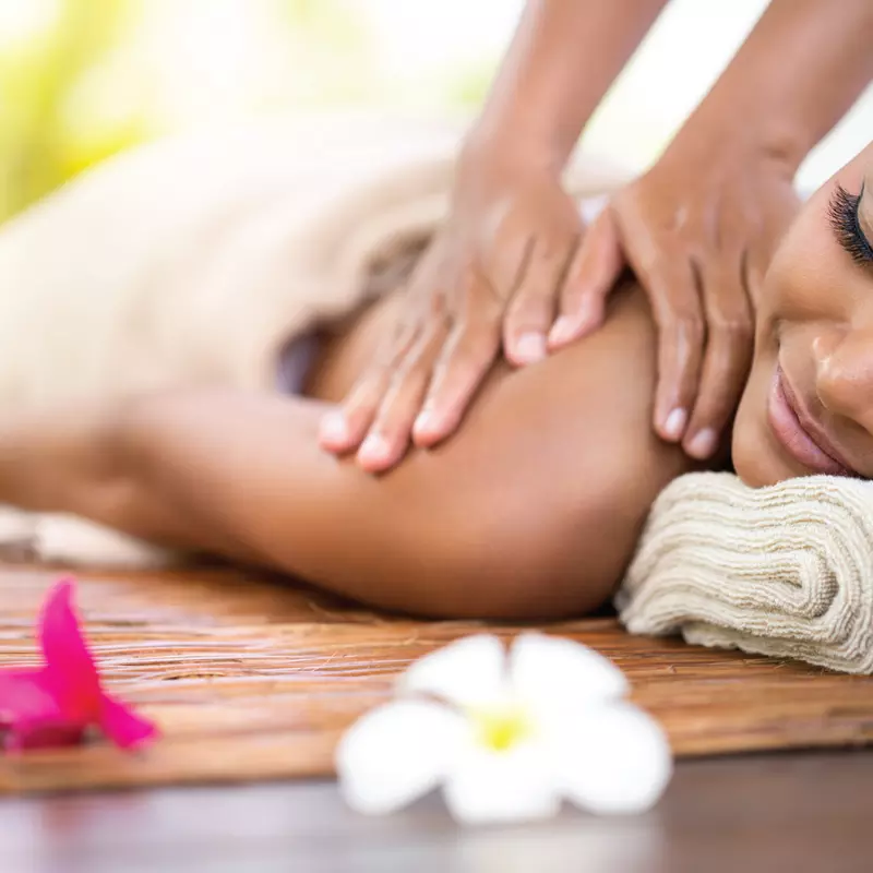 A woman receives a massage.