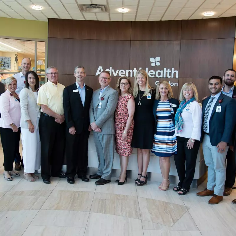 A group photo of people at an AdventHealth location.