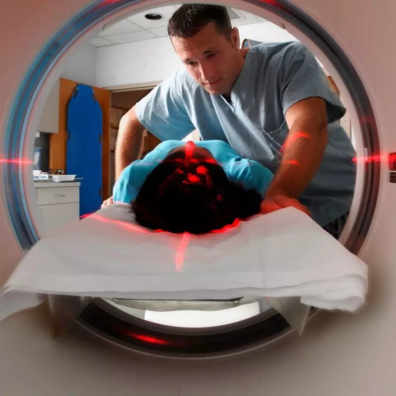 A patient receives compassionate care during an imaging test at AdventHealth.