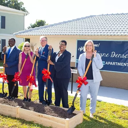 Representatives from Ability Housing, AdventHealth, the office of U.S. Representative Val Demings and Orange County Government today broke ground on a new community center at the Wayne Densch Apartments. 