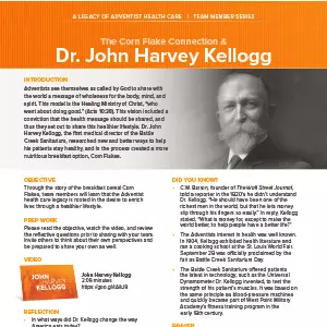 AdventHealth Legacy "Dr John Harvey Kellogg" series sheet page