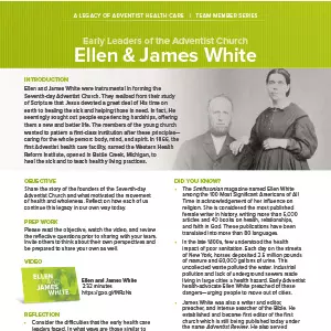 AdventHealth Legacy "Ellen & James White" series sheet page