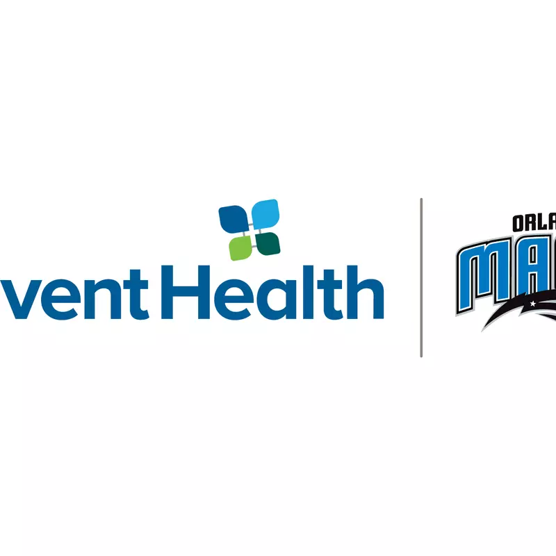 AdventHealth and Orlando Magic Partnership Logo.