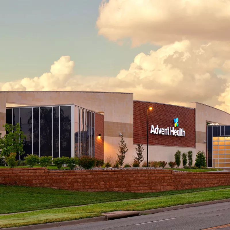 The building of AdventHealth Ottawa at night