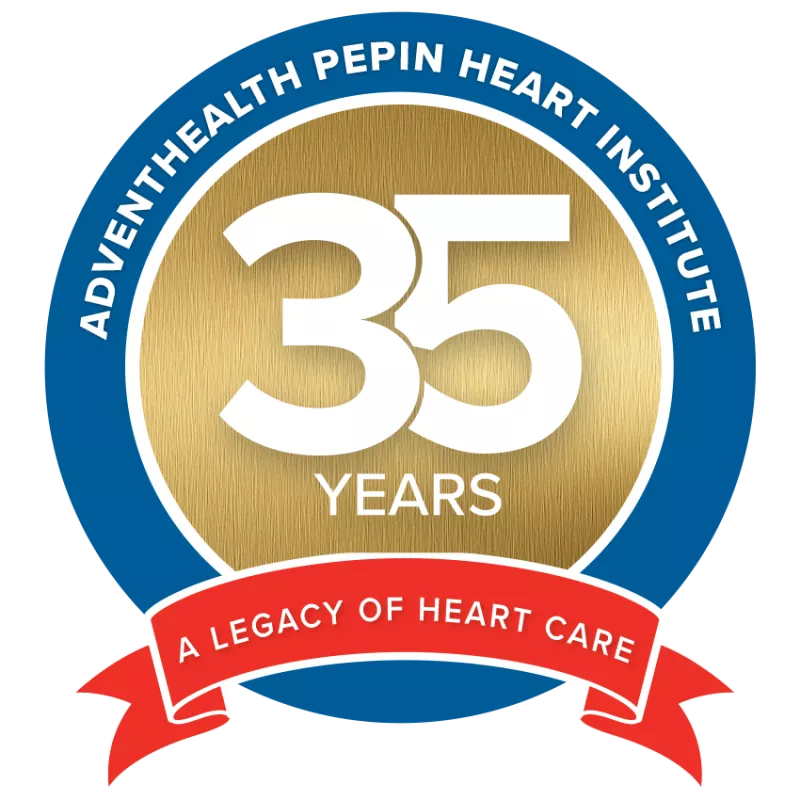 AdventHealth Pepin Heart Institute 35 Years Anniversary logo.