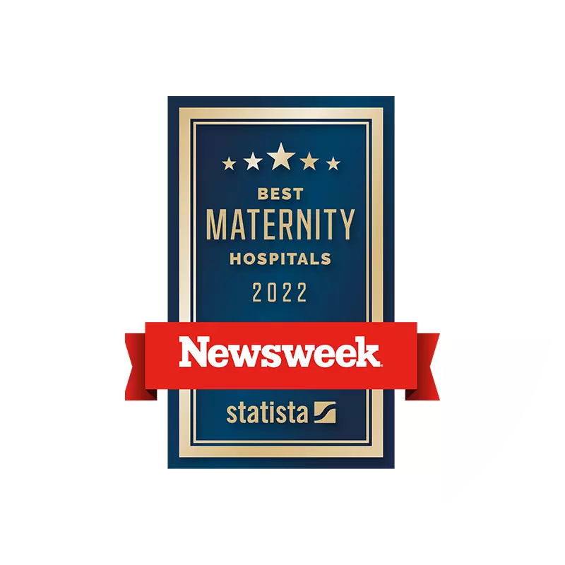 A Newsweek badge of "Best Maternity Hospitals" for 2022