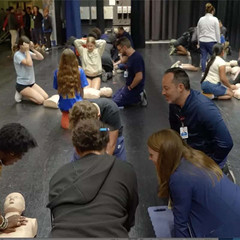 AdventHealth clinical team members teach CPR to Lyman High School students