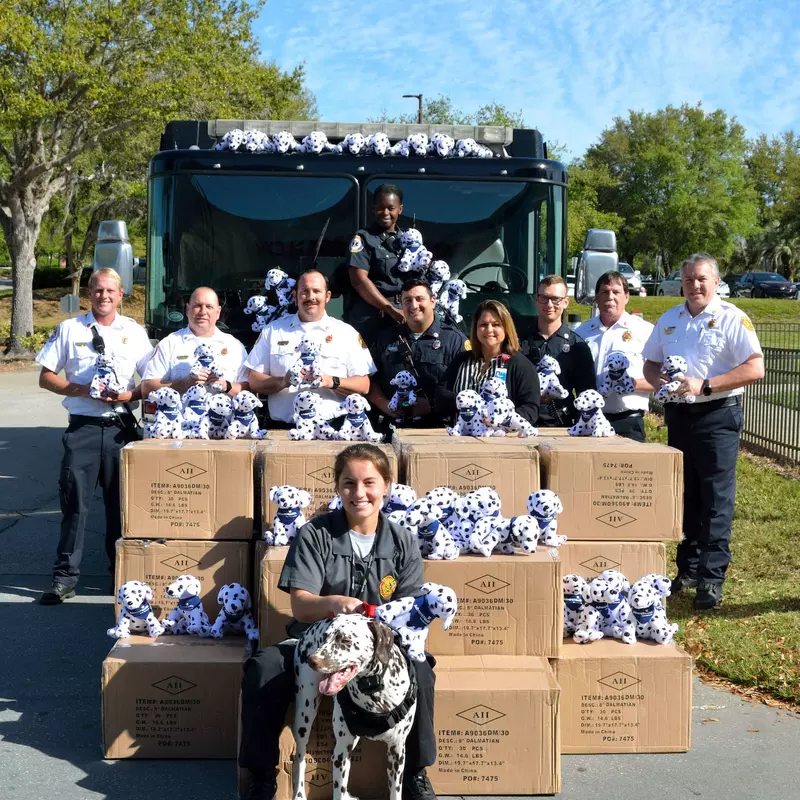 AdventHealth Fish Memorial Donates Stuffed Dalmatians to Local Fire Departments