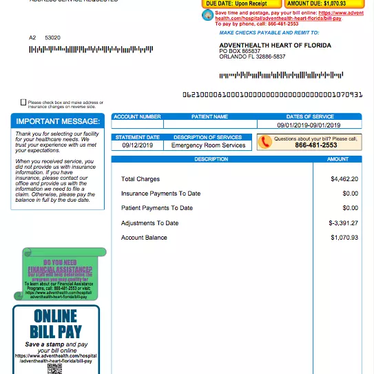 Heart of Florida bill sample for invoices after 9/1/19