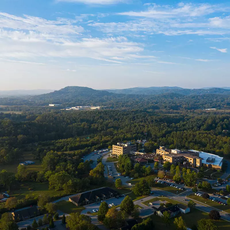 AdventHealth Hendersonville surrounded by the vast forest of North Carolina