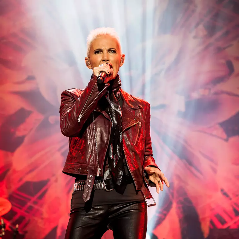 Roxette singer Marie Fredriksson performs onstage at a massive concert