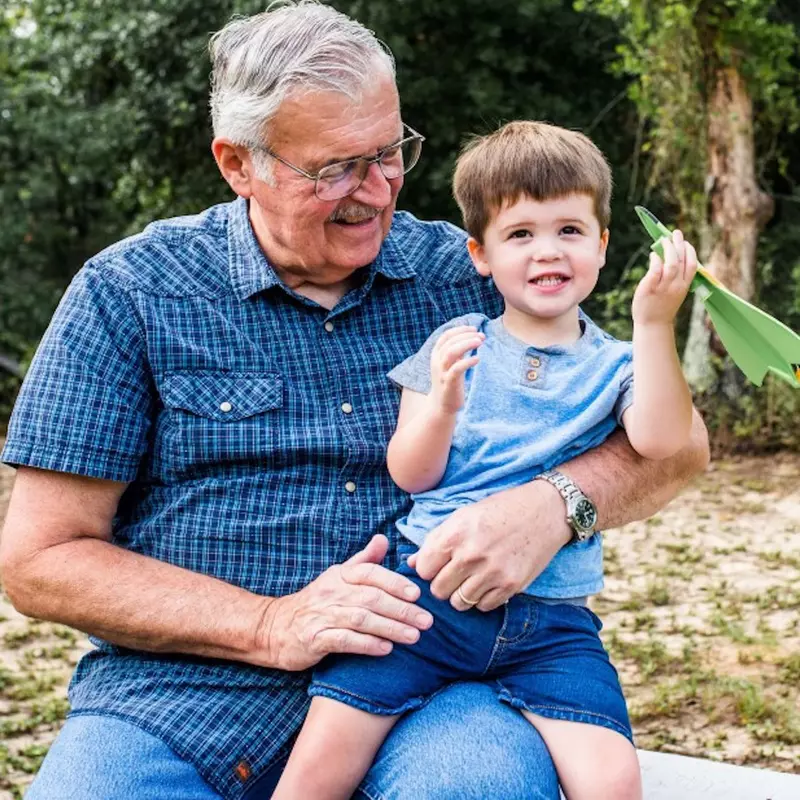 Shane Matthews with his grandson.