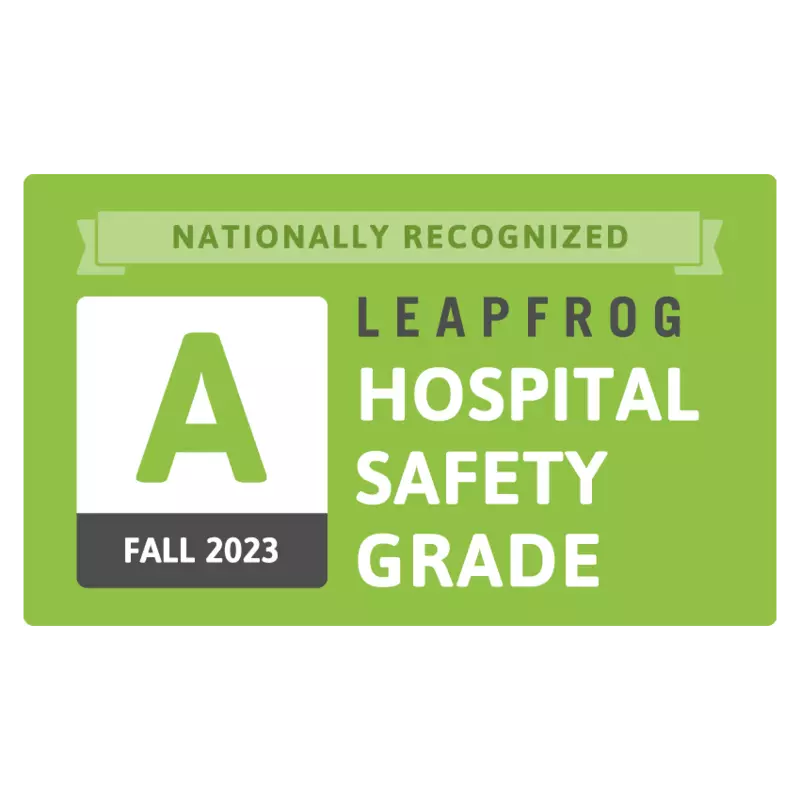 Leapfrog A Grade Hospital Safety Grade Fall 2023 logo.