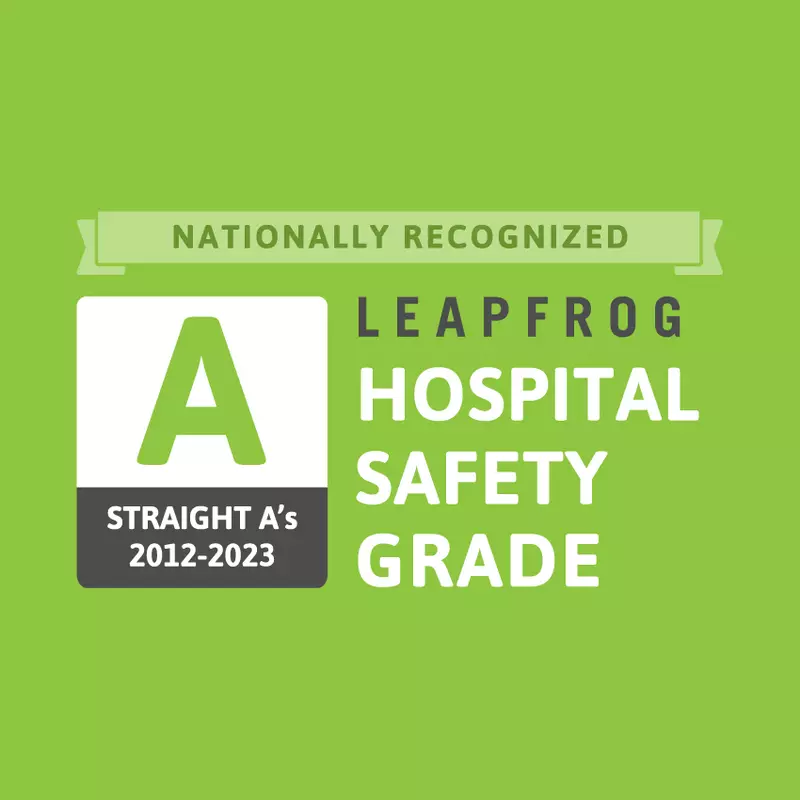 Leapfrog Hospital Safety Grade Straight A's 2012-2023.