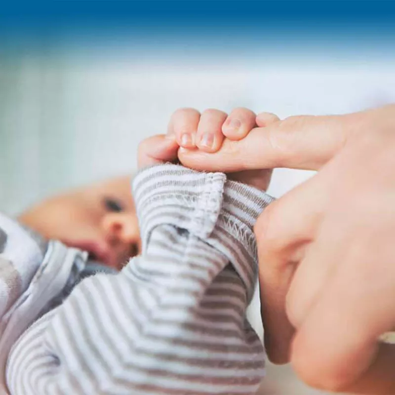 Baby holding adult finger