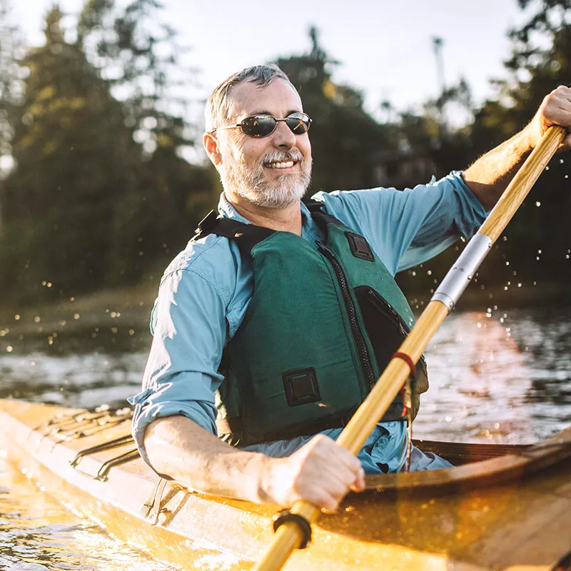 man kayaking