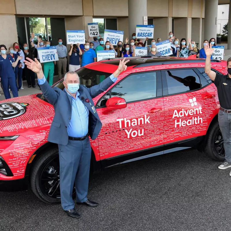Jamie McMurray unveils DAYTONA 500 Grand Marshal SUV honoring AdventHealth employees’ work during pandemic