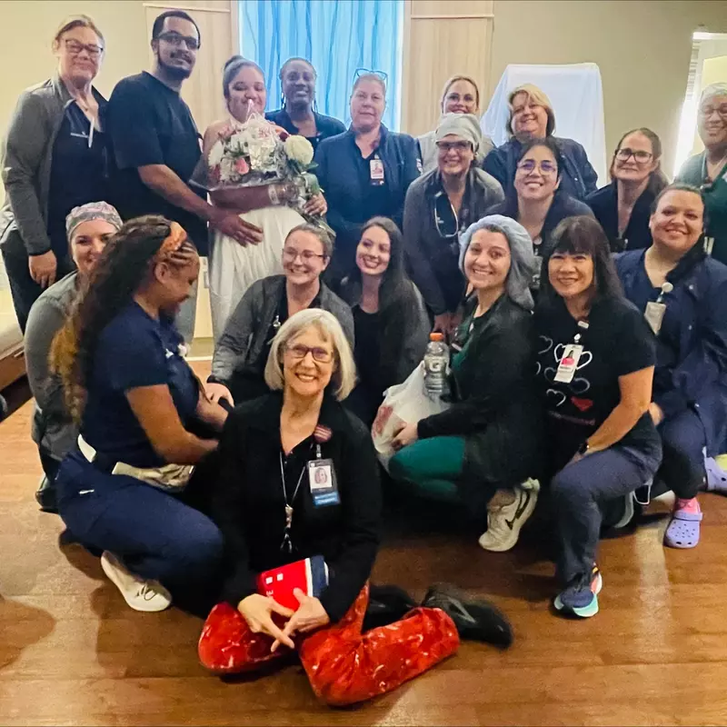 The nursing team at AdventHealth for Women that planned a wedding for a patient who had her baby early and got married at the hospital.