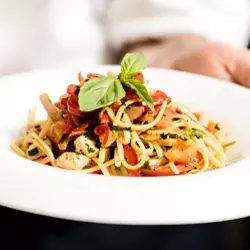 Pasta being served when eating out