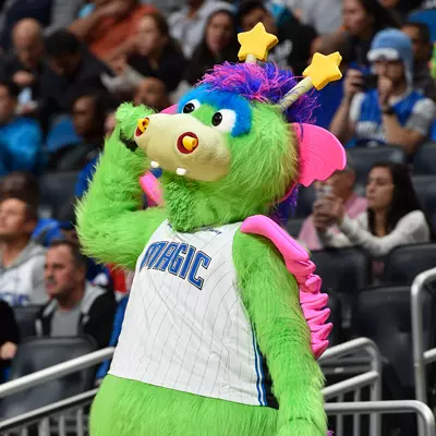 Orlando Magic mascot Stuff gets the crowd excited