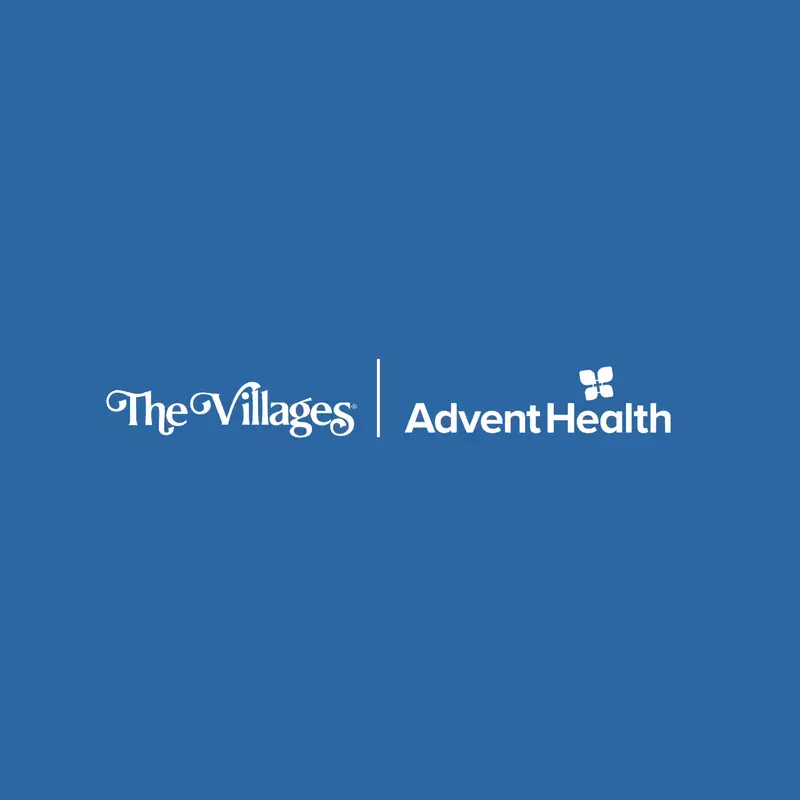 The Villages and AdventHealth Partnership Logo.