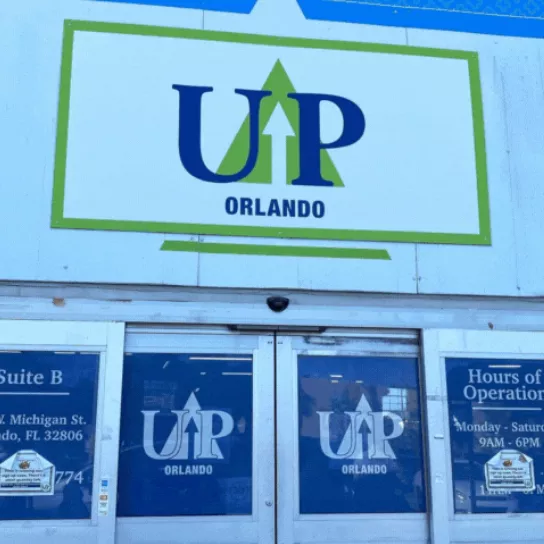 The entrance of United Against Poverty in Orlando, Florida.