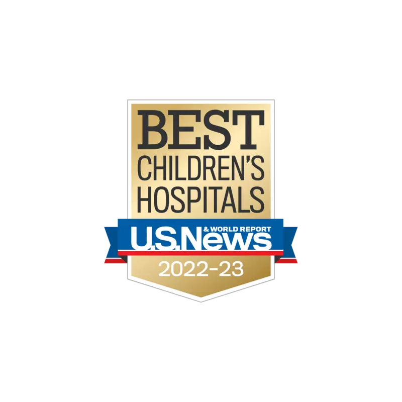 US News and World Report Best Children's Hospitals 2022-2023 badge logo.